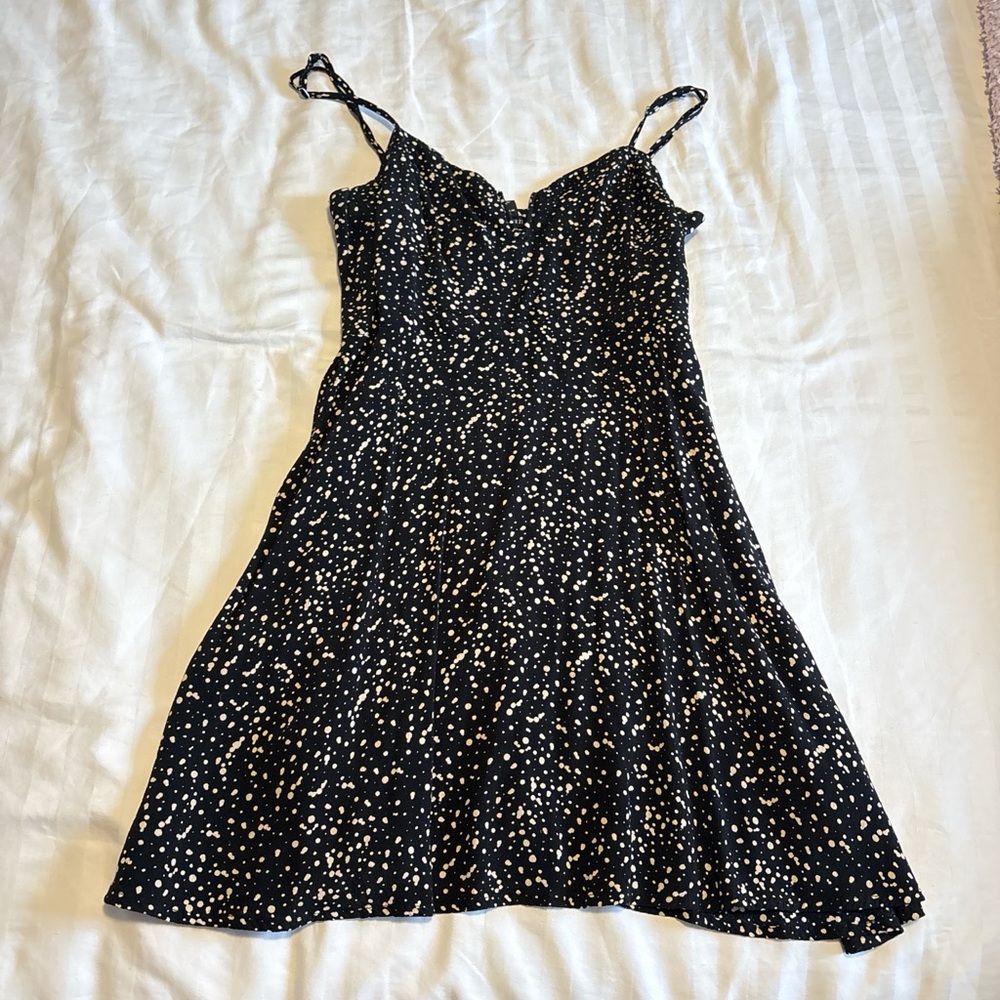 Forever 21 Black Mini Dress with White Dot Print